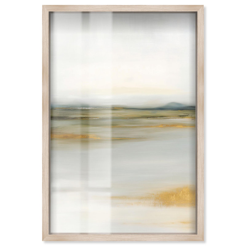 «Misty Expanse I Shadowbox Print Green Abstract Art» par Art Remedy, H 16 po x l 11 po, Crème, crème