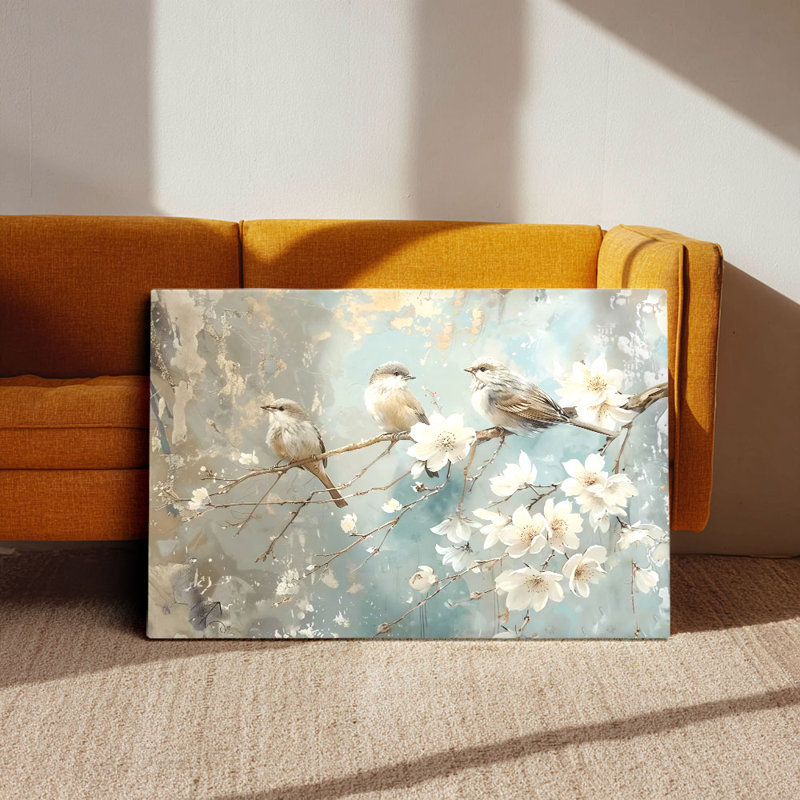 Cadre tendu Soft Bird & Blossom, 16 * 12 pouces (40 * 30 * 2cm)