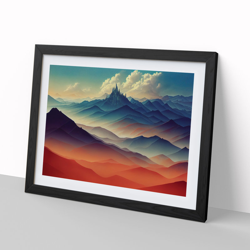 Cosmopolitan Mountain Landscape - Framed Print, Black, 25cm H x 34cm W x 2cm D