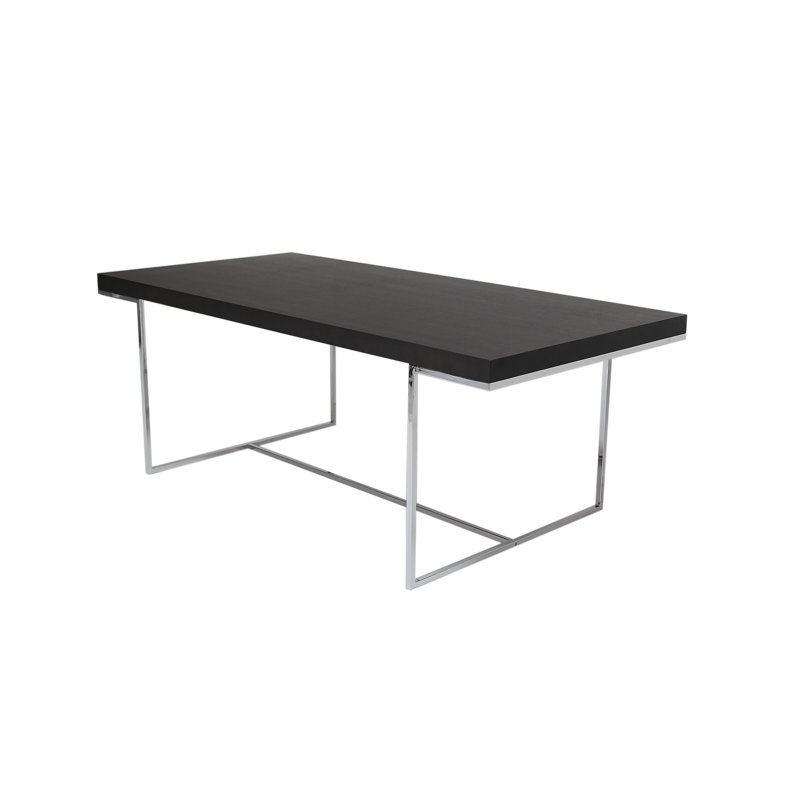 Madrid Dining Table, Grey Faux Leather, 29" H x 79" L x 37" W
