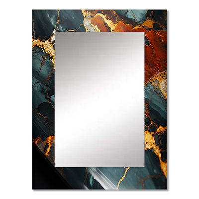 Gold and Green Serene abstract marble dream V - Marble Decorative Mirror, Gold Wall Mirror, Printed Metal Art