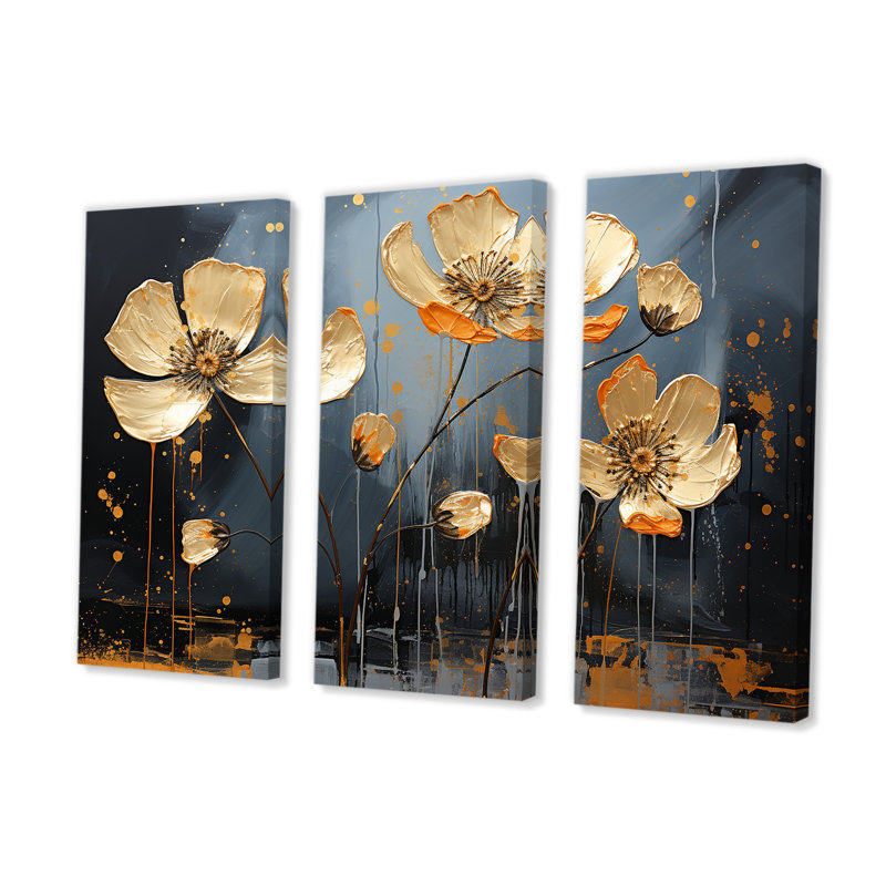 Buttercups Burst With Warm And Inviting Tones I - Ensemble de décorations murales Buttercups, H 32 po x l 48 po x P 1 po