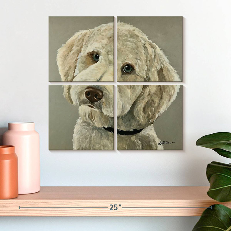 Brampt Goldendoodle On Gray, 18" H x 18" W