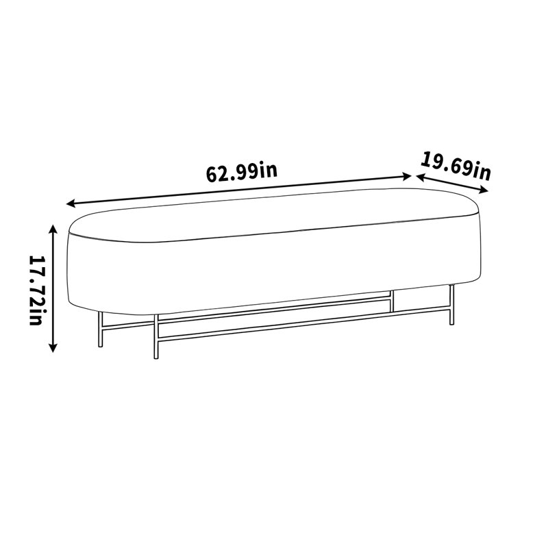 Repose-pieds simple en métal, H 17,72 po x l 62,99 po x P 19,69 po