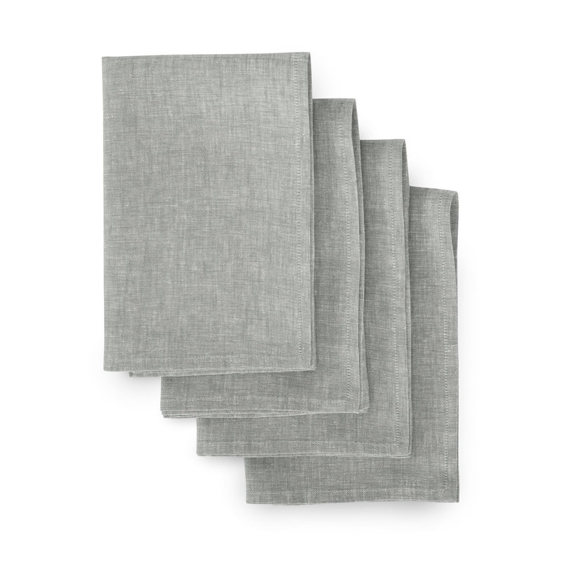 100% Pure Linen Dinner Napkins - Athena, Chambray Grey