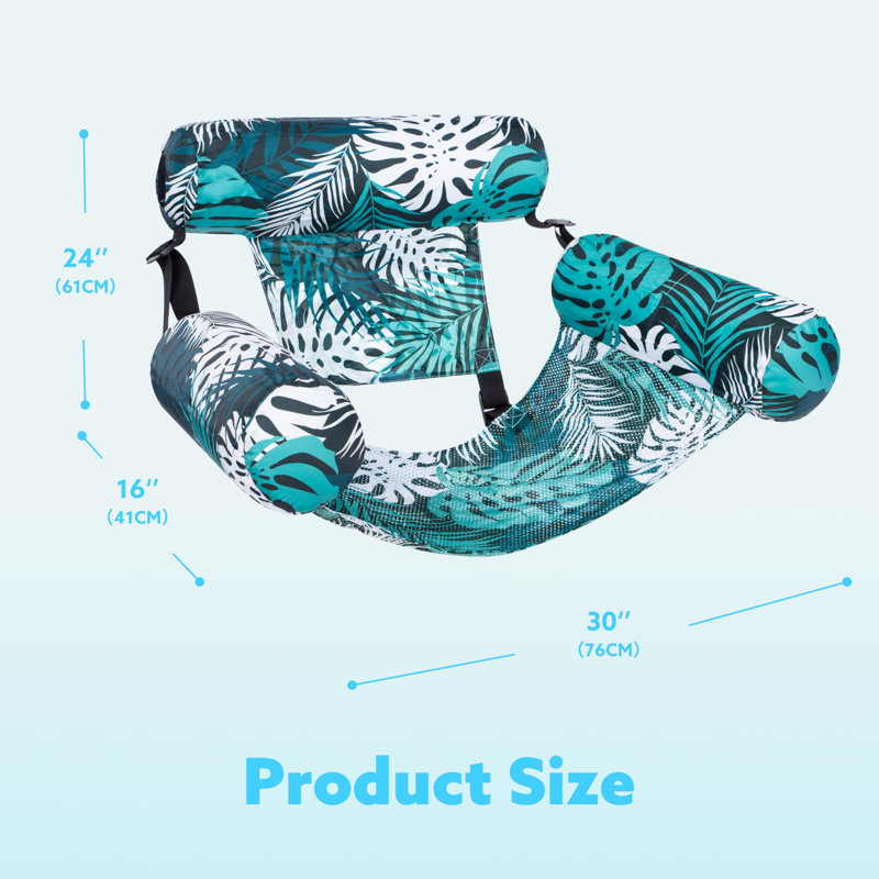 Ensemble de 2 chaises longues flottantes, H 3,9 po x l 10,46 po x P 11,5 po, Bleu/blanc/vert