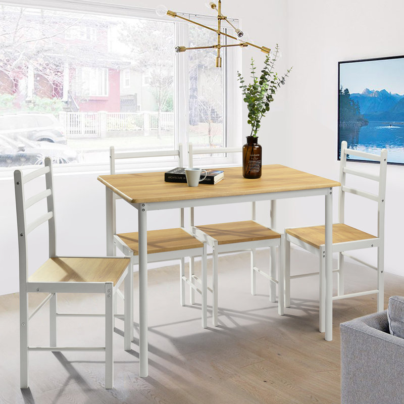 Columbus 4 - Person Dining Set, Oak, White