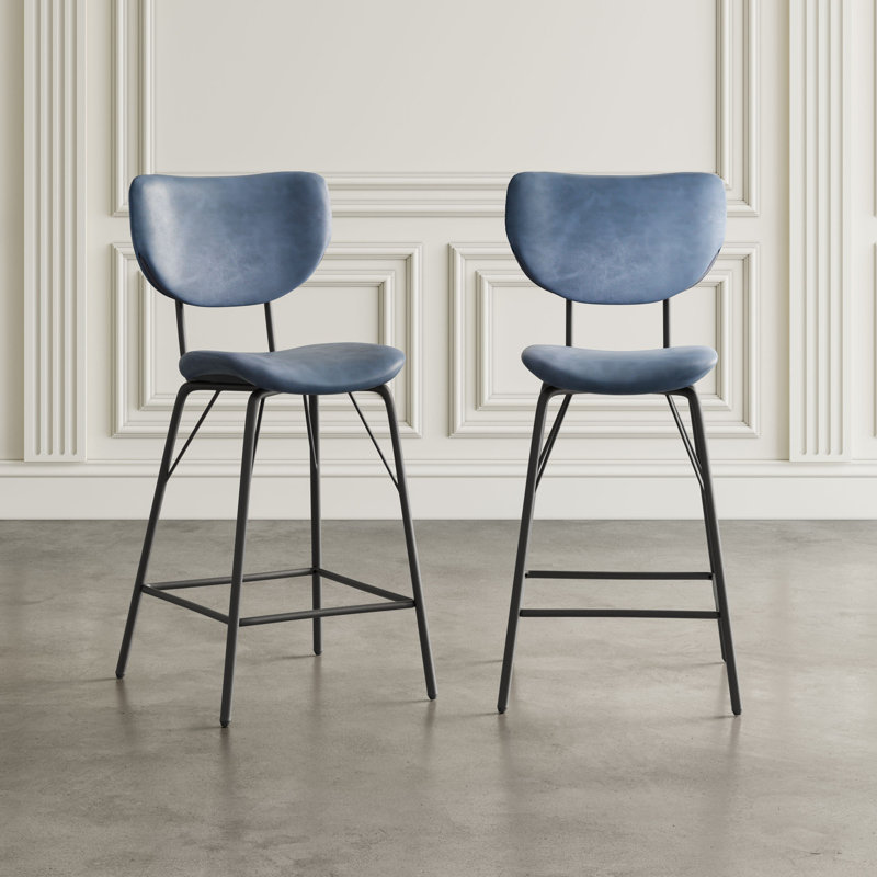 Dawlish Upholstered Counter Stool with Metal Frame, Slate