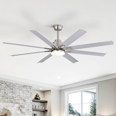 Brixham 52 Inch Large Ceiling Fan With Dimmable Led Light 8 Abs Blades Smart Remote Control Reversible Dc Motor For Living Room