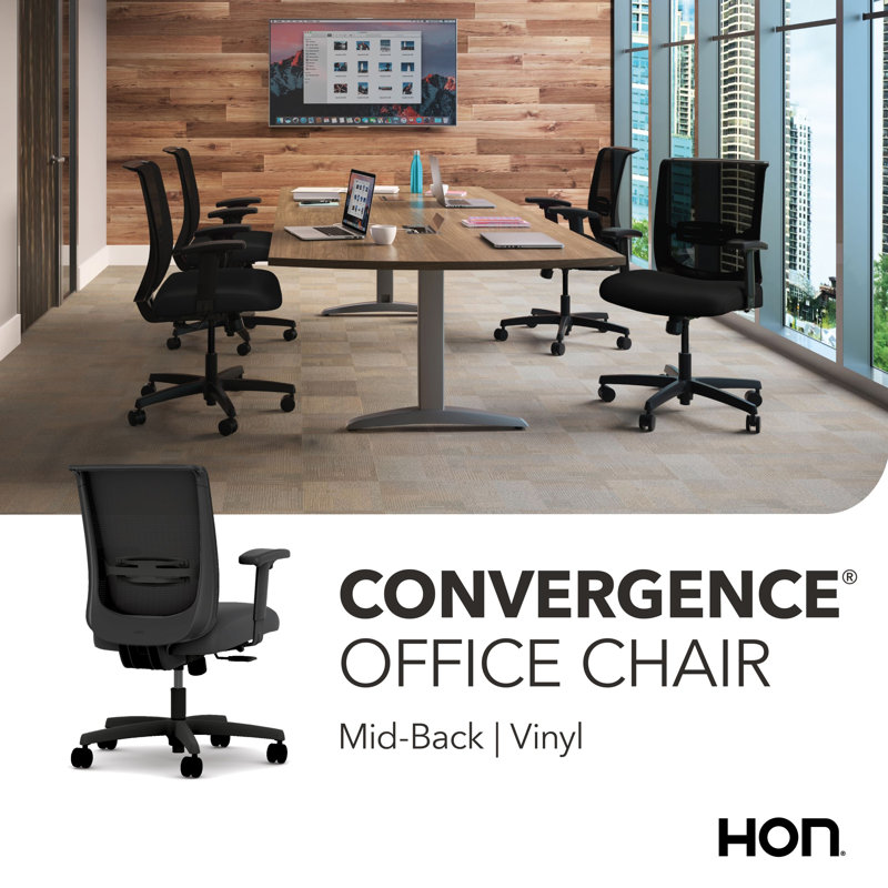 Convergence Mesh Ergonomic Task Chair, Black, Vinyl