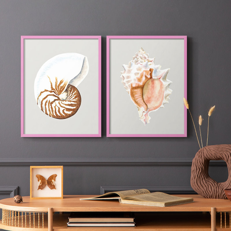 Nautilus - reproduction encadrée de qualité supérieure - prête à être accrochée - aucun clou requis - aucun clou requis, Rose