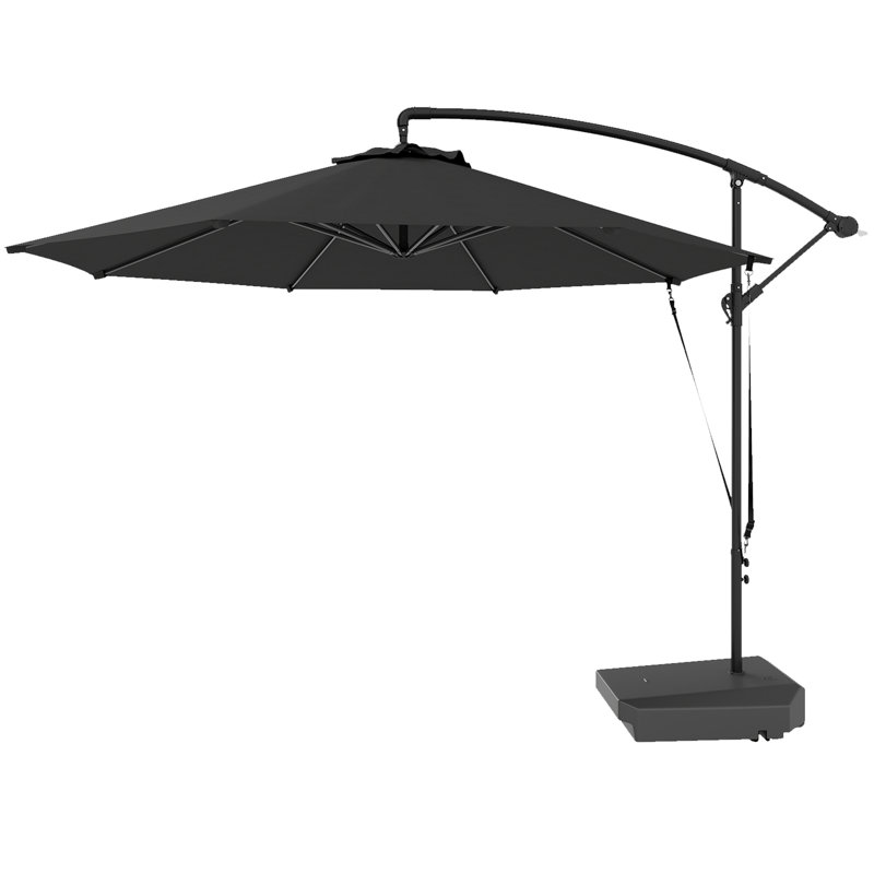 Parasol de patio 10 pi avec housse de sangle de base remplissable UPF50 + gris
