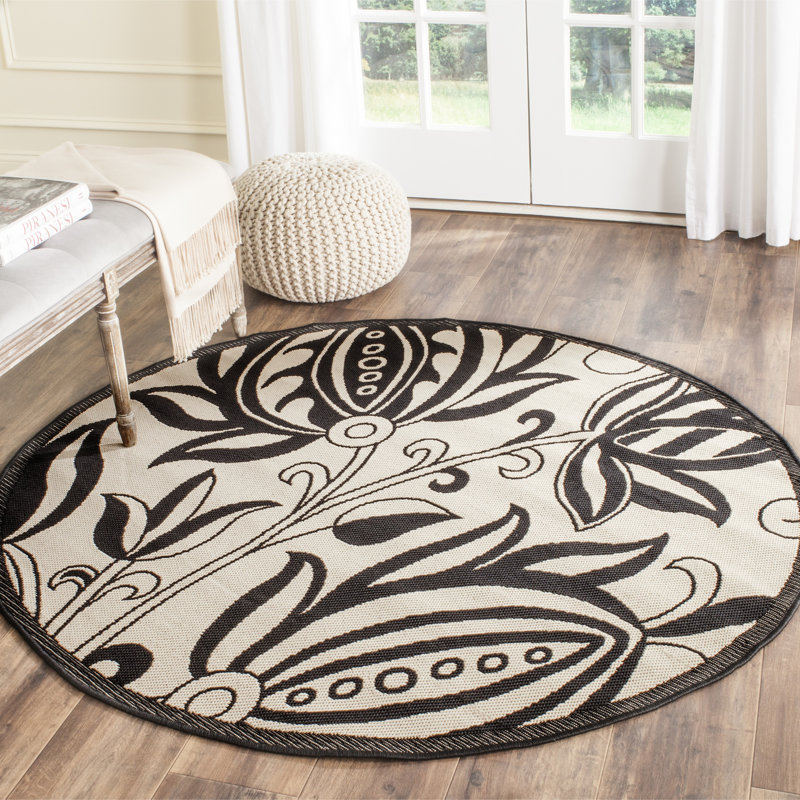 Herefordshire Performance Floral Indoor/Outdoor Area Rug, Round 7'1