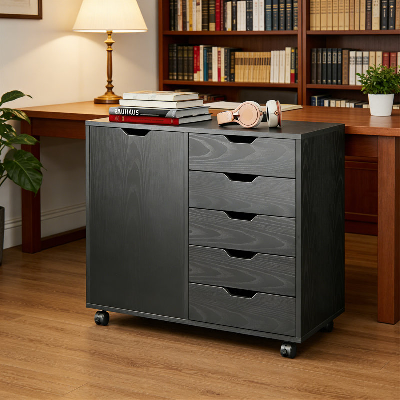 Mobile File Cabinet With 5 Drawers & Printer Stand