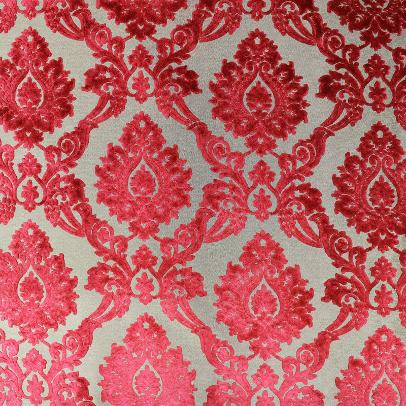 Damask Cut Velvet | Alessandra Fabric, Cranberry