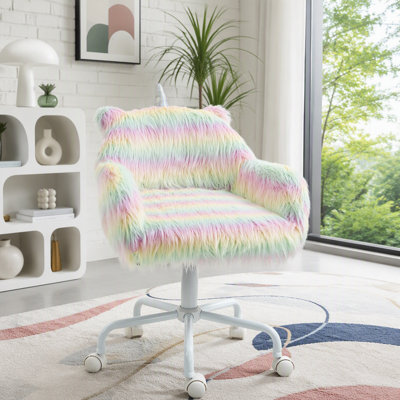 Chaise de bureau Fluffy Unicorn avec support à dossier moyen