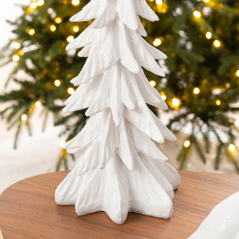 Décoration de table renne de Noël 17,25 "avec arbre, arbre de Noël, 25.50" × 8.25" × 9.75", Blanc
