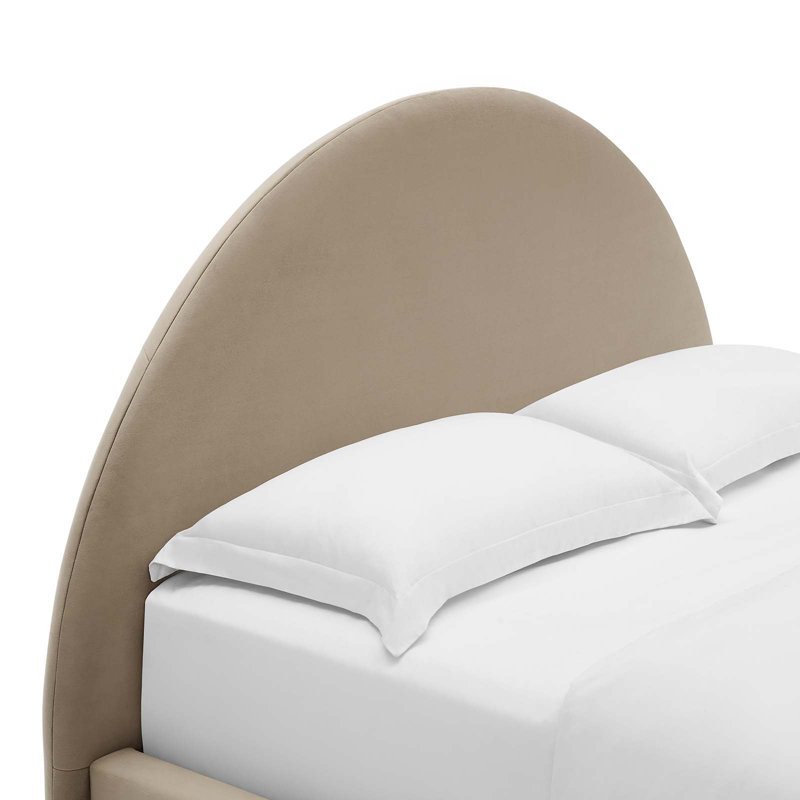 Resort Performance Velvet Arched Round Platform Bed, Taupe, Queen