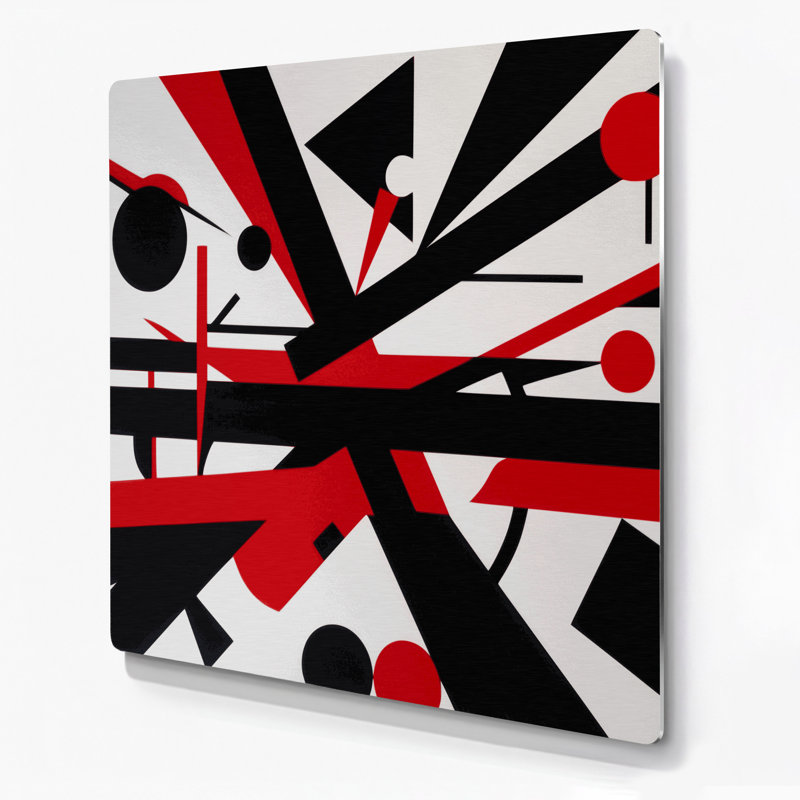 «Geometric Abstraction 100», art mural gris en métal, H 12 po x l 12 po