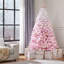 Arbre de Noël artificiel floqué rose avec support pliable-105939745-101270781