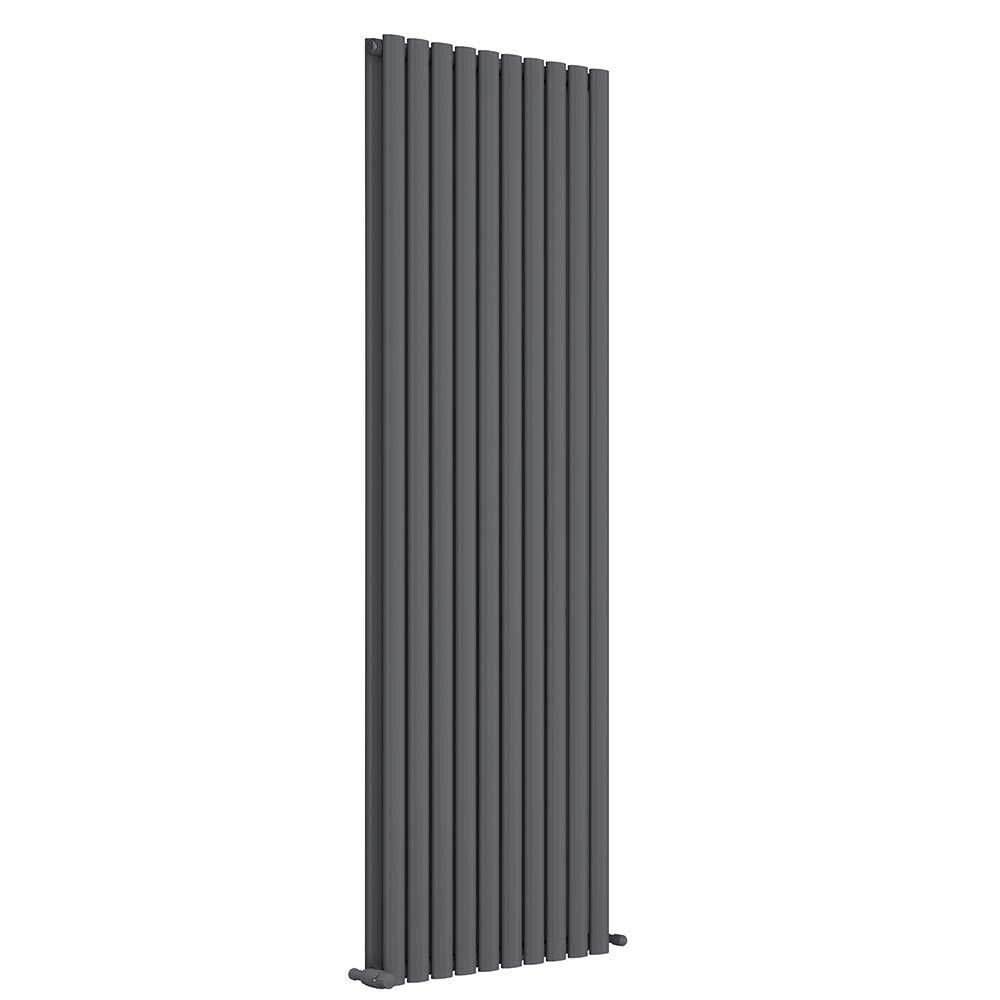 iBathUK Princia Vertical Double Oval Panel Radiator Angled Valve