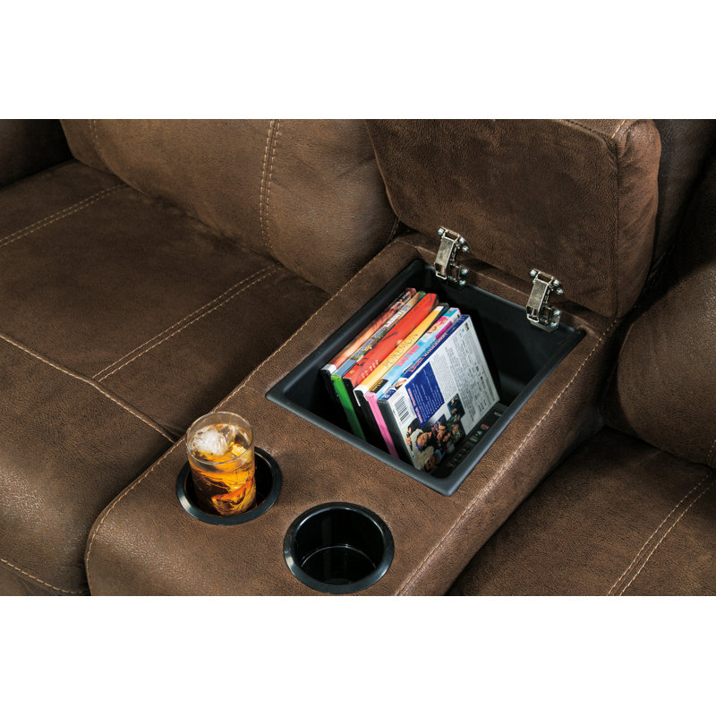 Culver Faux Leather Loveseat, Brown Faux Leather, Manual