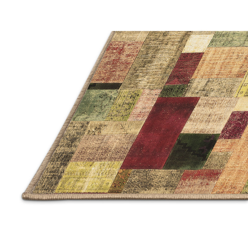Tapis brun contemporain lavable à la machine 372, Tapis de couloir 2 pi x 5 pi