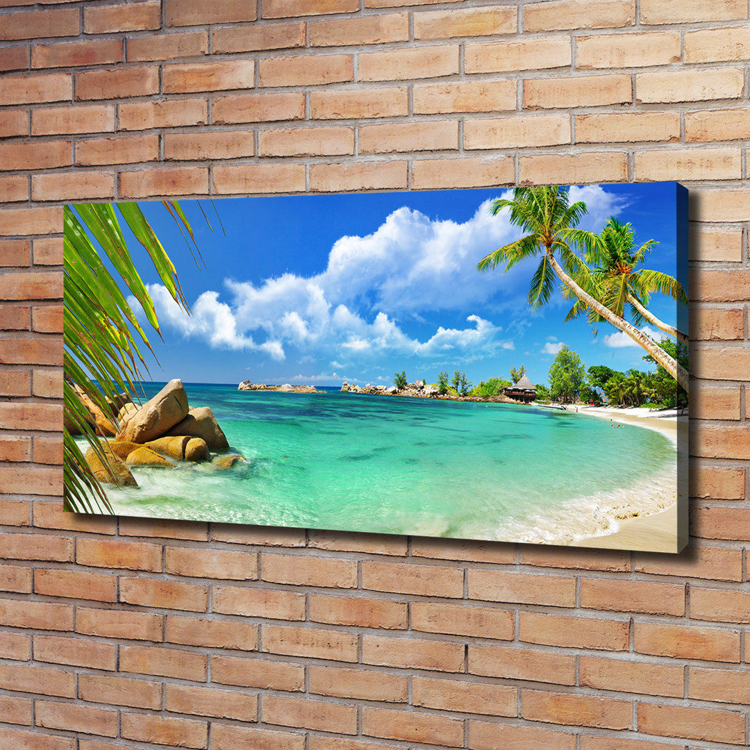 Leinwanddruck - Wandkunst - Drucke auf Leinwand - 120X60 Bildmotiv: Seychellen Strand