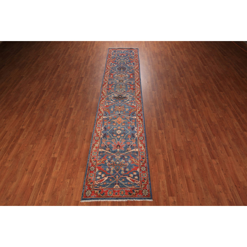 Blue Vegetable Dye Ziegler Oriental Runner Rug