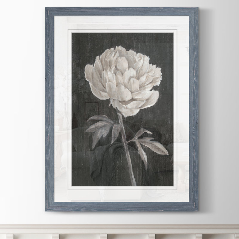 «Black and White Flowers I» par Paul Cezanne - reproduction d'art encadrée, H 32 po x l 44 po x 1,25 po, Cadre en papier gris