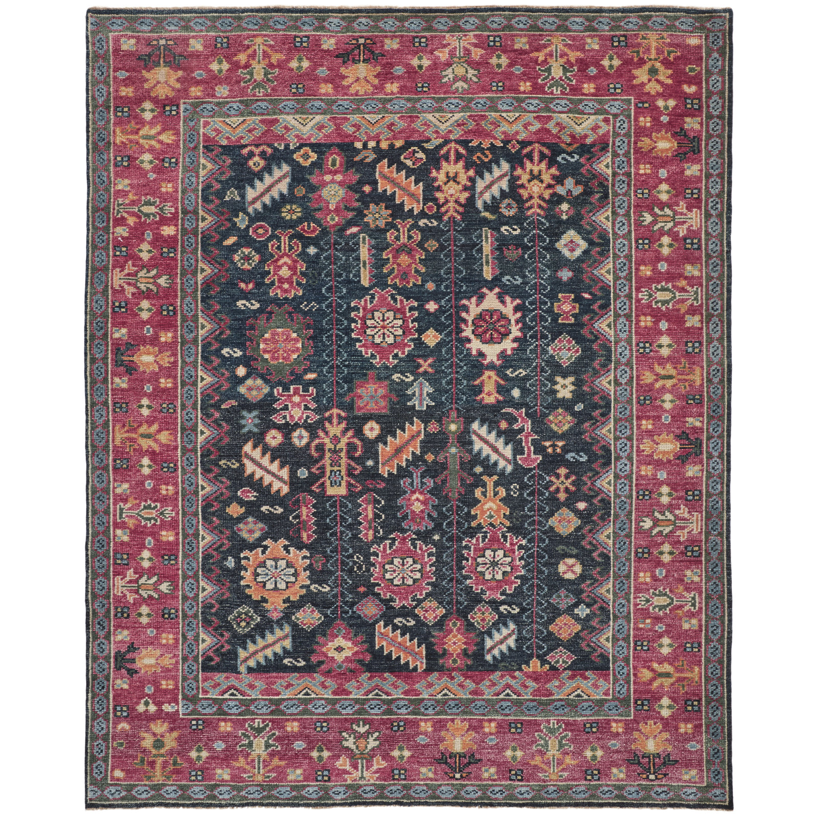 Raffaela Handmade Wool Red Rug, Rectangle 2' x 3'