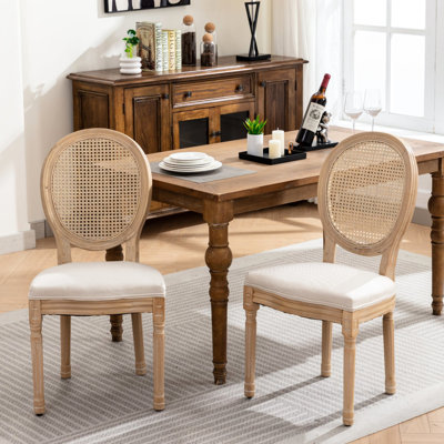 Of 2 Dining Chairs In French Design, Gray Linen And , Solid Wood Structure, Foam Cushion, Up To 300 Lbs Load-bearing Capacity Style Chair Pair, With B