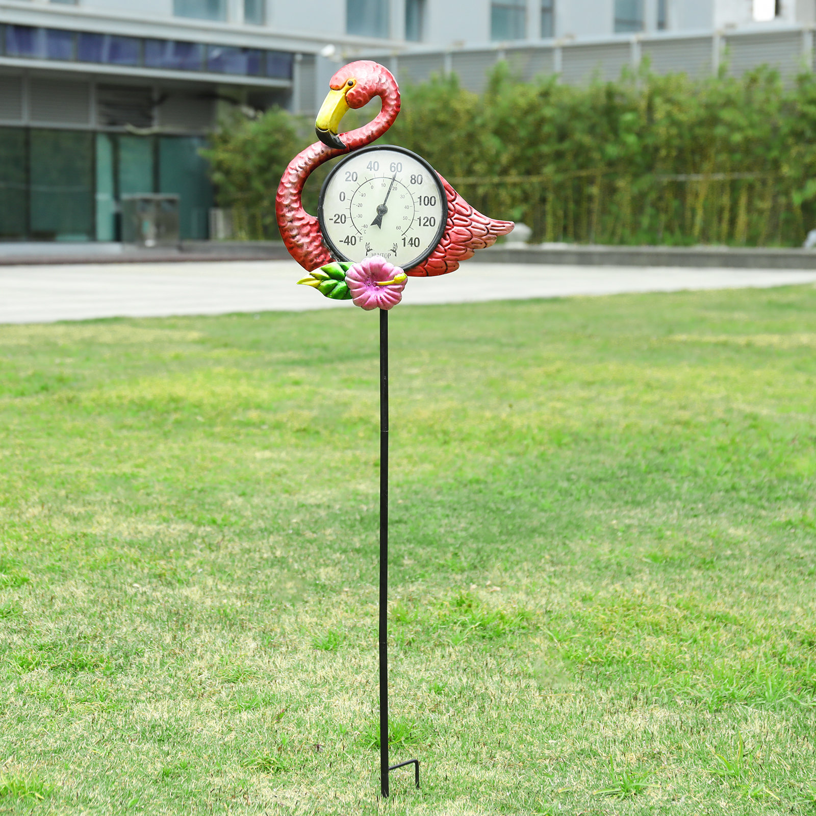 Outdoor Thermometer Decorative Butterfly Garden Stakes with Metal Bird  Feeder for Lawn Yard Patio Decorations