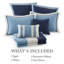 Ensemble de courtepointe 7 pièces double / grand 7 pièces avec taies décoratives européennes et coussins décoratifs, bleu marine