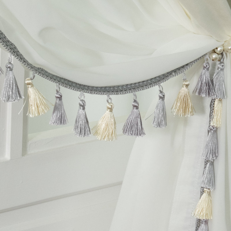 Athena Sheer Pair, 96" H x 45" W , Gray/Ivory