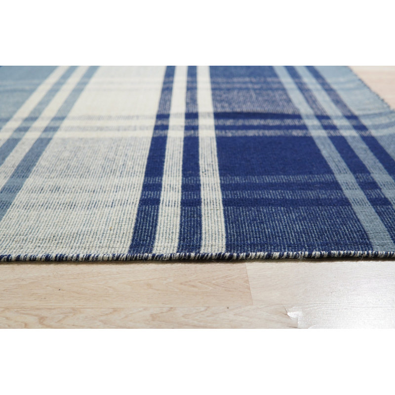 Tapis bleu tissé à la main Ziv, Rectangle 12 pi x 15 pi