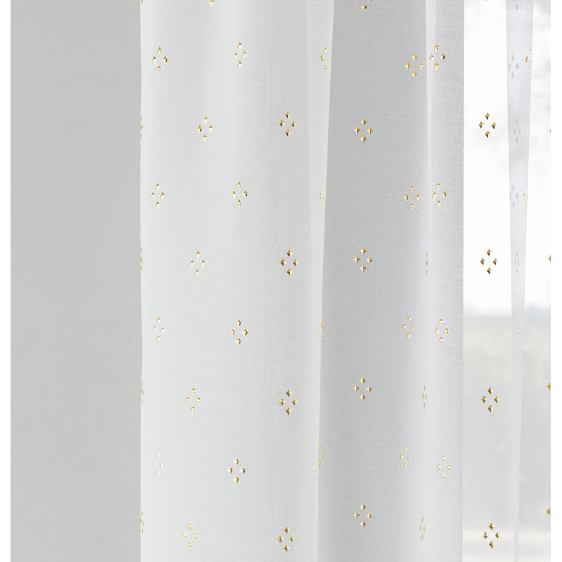 Aeryk Sheer Curtain Pair, 140cm Width x 137cm Drop, Gold