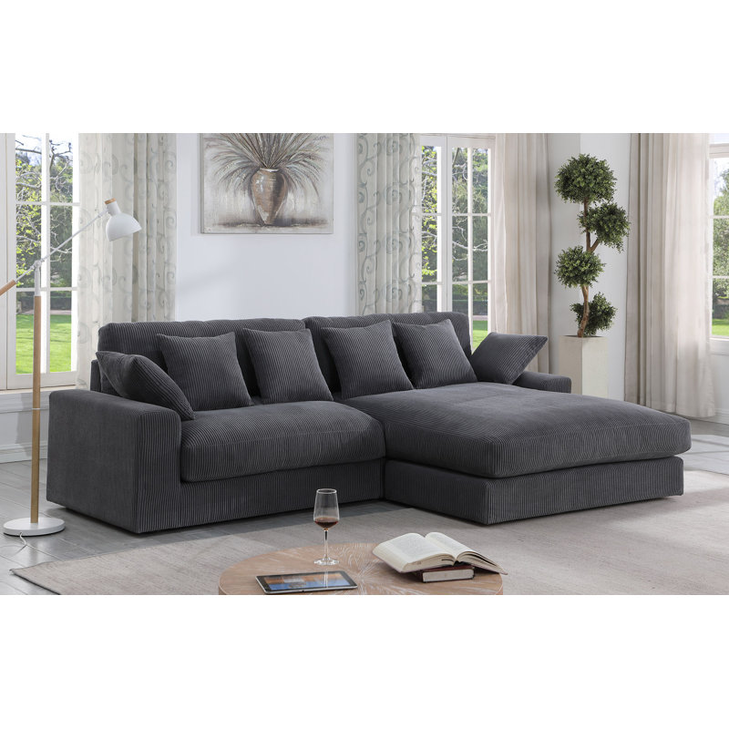 Canapé modulaire réversible 105 po Corduroy, Velours côtelé gris foncé