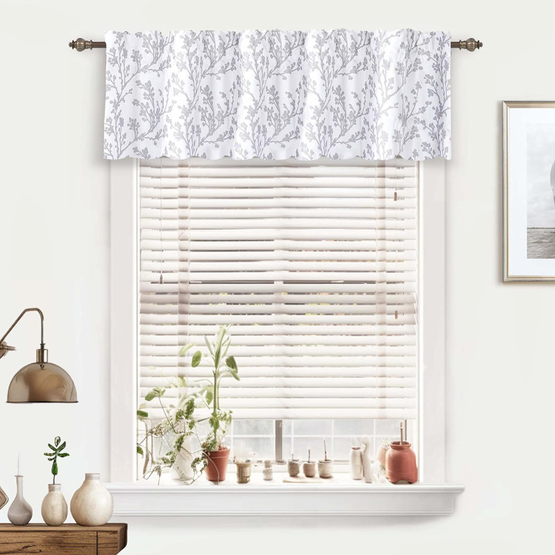 Alarise  Floral  Blackout Kitchen Valances for Windows Bedroom Living Room Rod Pocket Farmhouse Tree Branch Short Topper 1 Panel