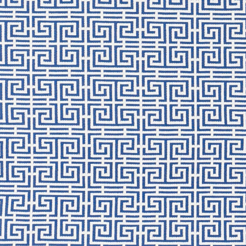 Chinois Fret Fabric, Blue/White