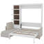 Grand lit escamotable avec canapé et tablettes de rangement, lit escamotable mural peu encombrant, blanc-1782790264