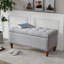 Banc de rangement avec repose-pieds, garniture de rivet / lin pour chambre / entrée - gris-130176455