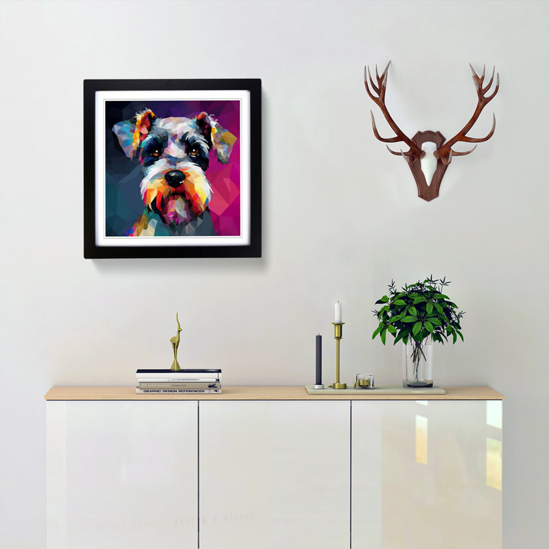 Schnauzer Abstract No.3 - Framed Print, Black