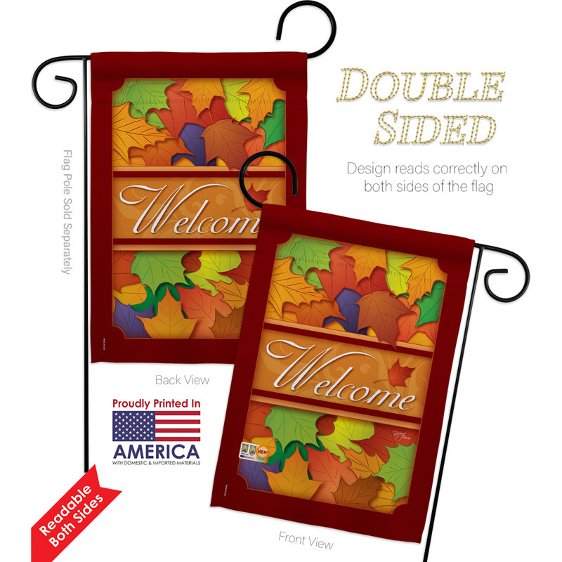 Autumn Harvest Multicolor Polyester Garden Flag Set with Pole