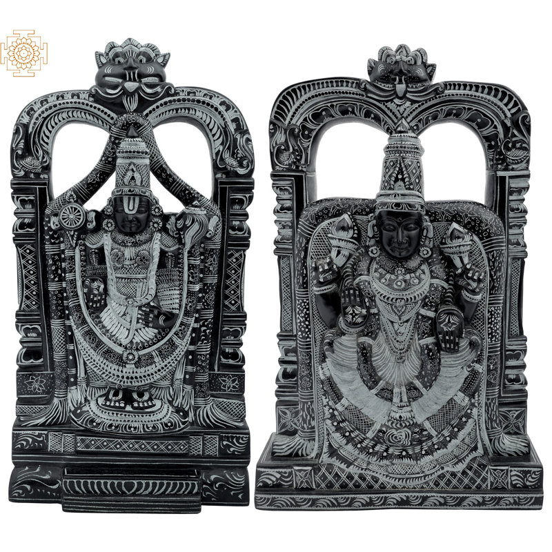 Ensemble 2 pièces seigneurs Venkateshvara comme Balaji à Tirupati avec déesse Padmavati