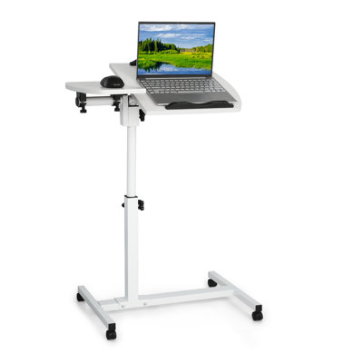 Mobile Laptop Desk Standing Desk With Mouse Pad & Tilting Tabletop, Adjustable Height Computer Table