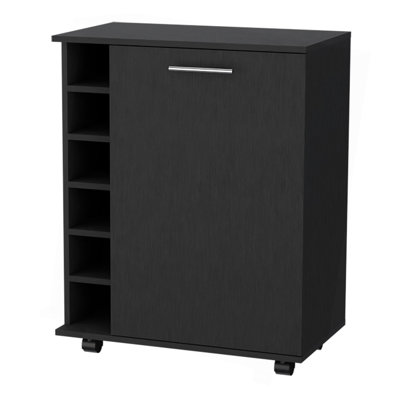 Wenge 6-Bottle Rack Bar Cart