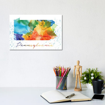 Pennsylvania State Colourful - Wrapped Canvas Painting