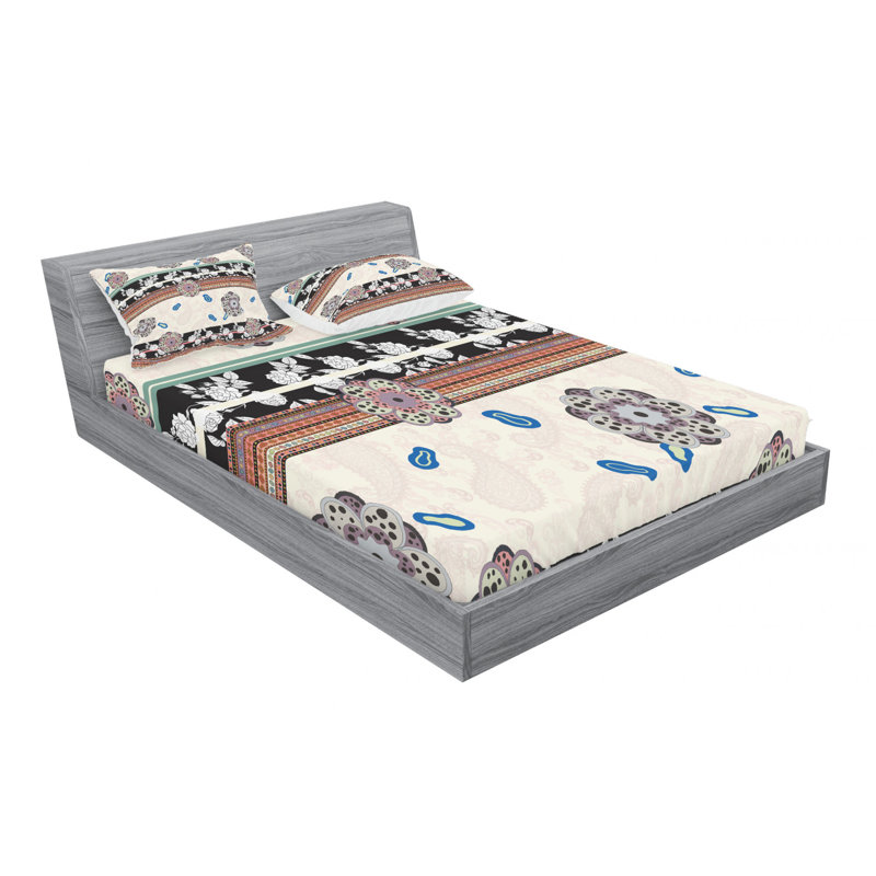 Microfiber Floral Sheet Set, Queen Sheet Set with Fitted Sheet