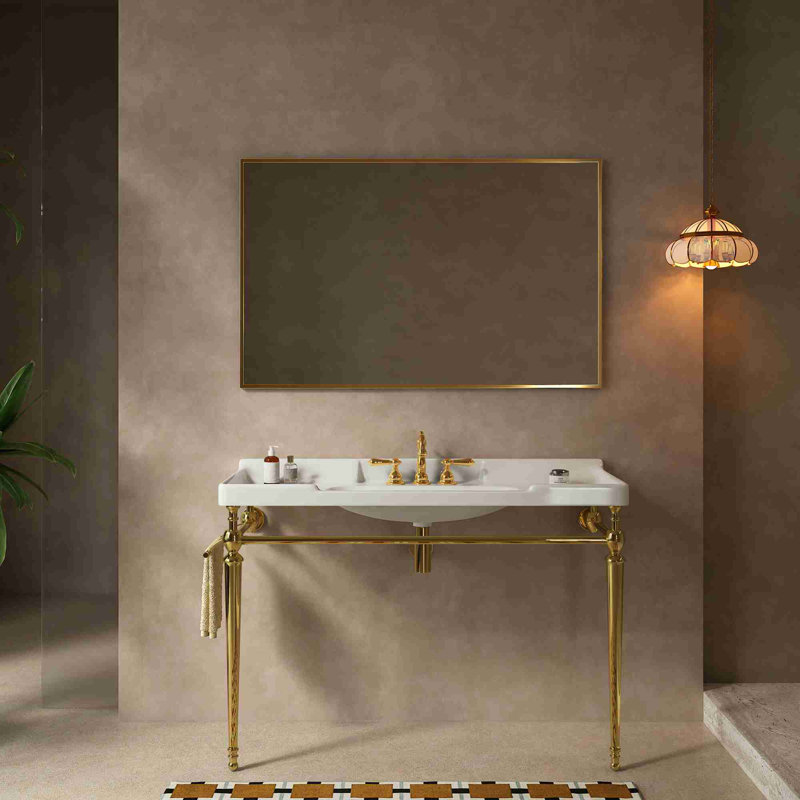 Bathroom Vanity with Stainless Steel Support Legs, White